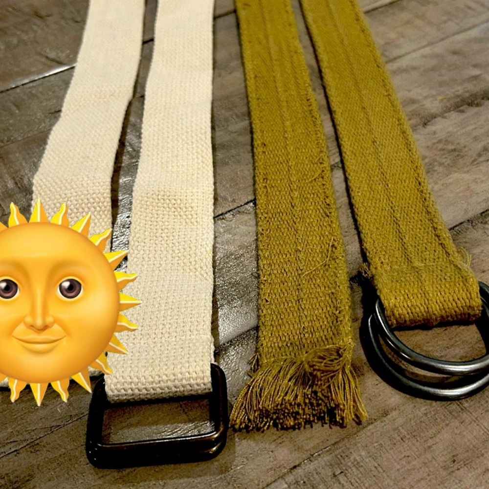 2 Unisex Canvas Belts Metal Double Rings Casual Dress